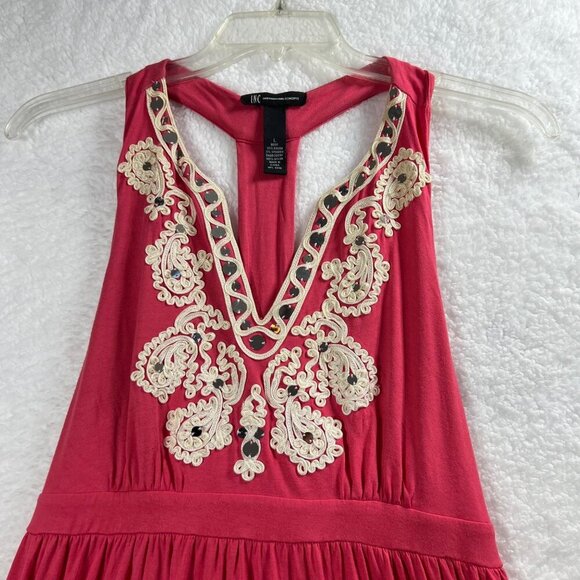 INC Size L Embroidered Deep V Neck Racerback Maxi Dress Coquette Vacation Resort - Picture 8 of 12